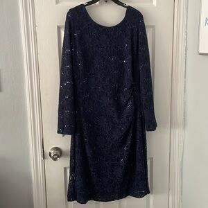 Lauren Ralph Lauren Sequin & Lace Long Sleeves Dress
